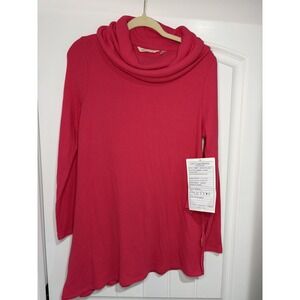 Soft Surroundings Tunic Rib Cowl Neck Tunic Sweater Womens Sz S Pink Soft Cozy